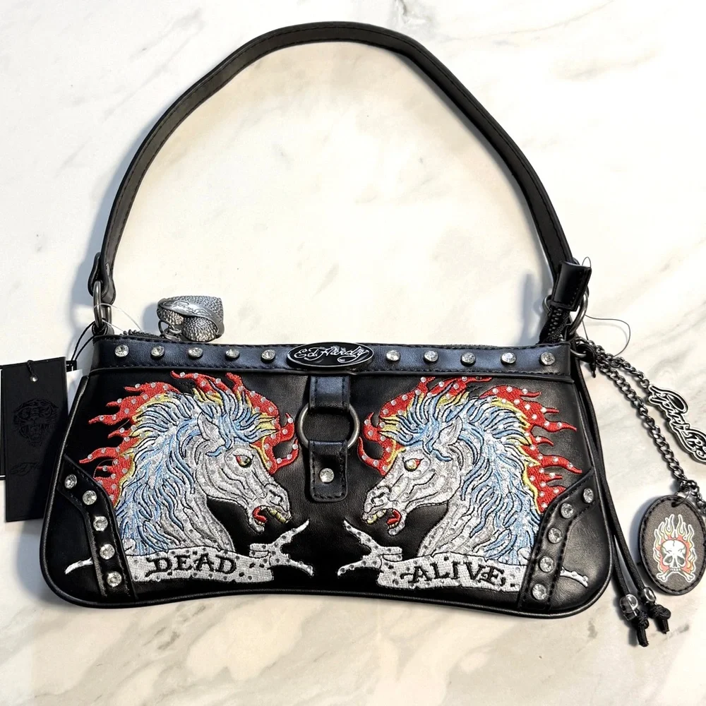 Ed Hardy | Bags | Ed Hardy Y2k Mcbling Rhinestone Dead Or  display picture 3